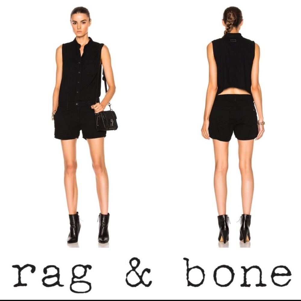 🌿Rag & Bone Black Button Up Domont Romper